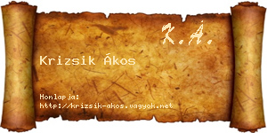 Krizsik Ákos névjegykártya