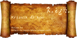 Krizsik Ákos névjegykártya